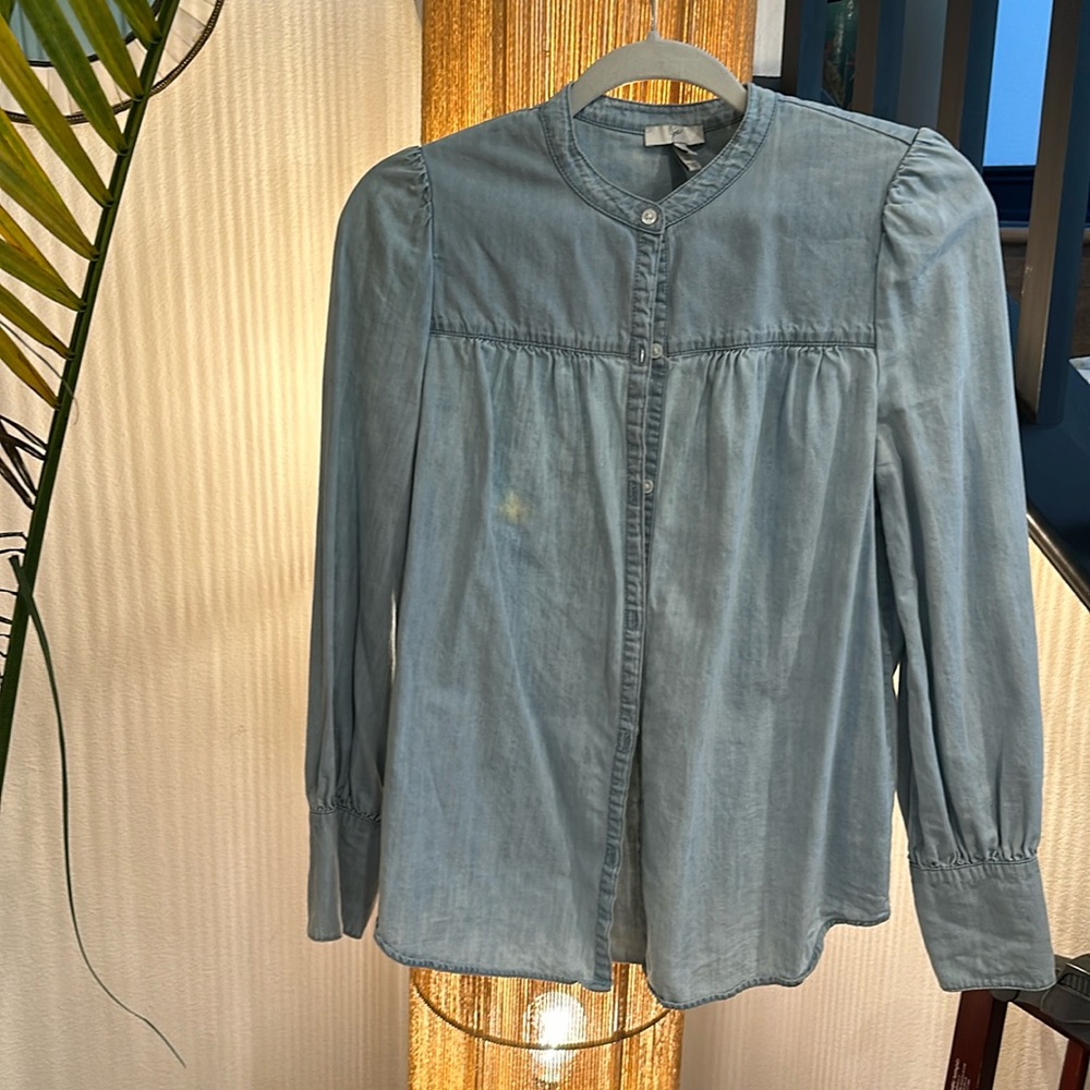 Joie light blue denim chambray button-up shirt